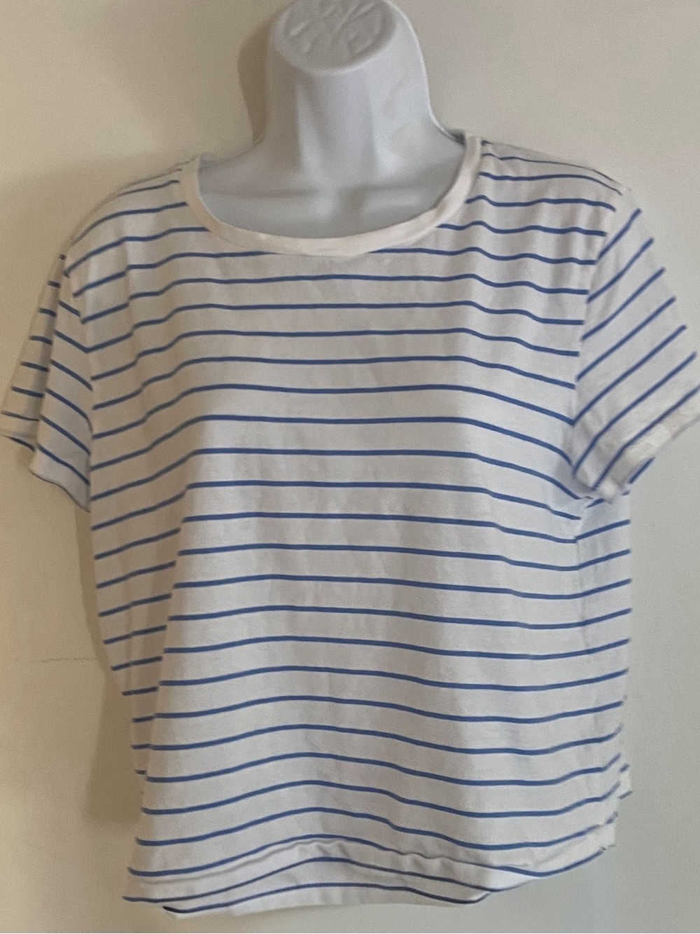 Universal Thread White Crop Tee with Blue Stripes
